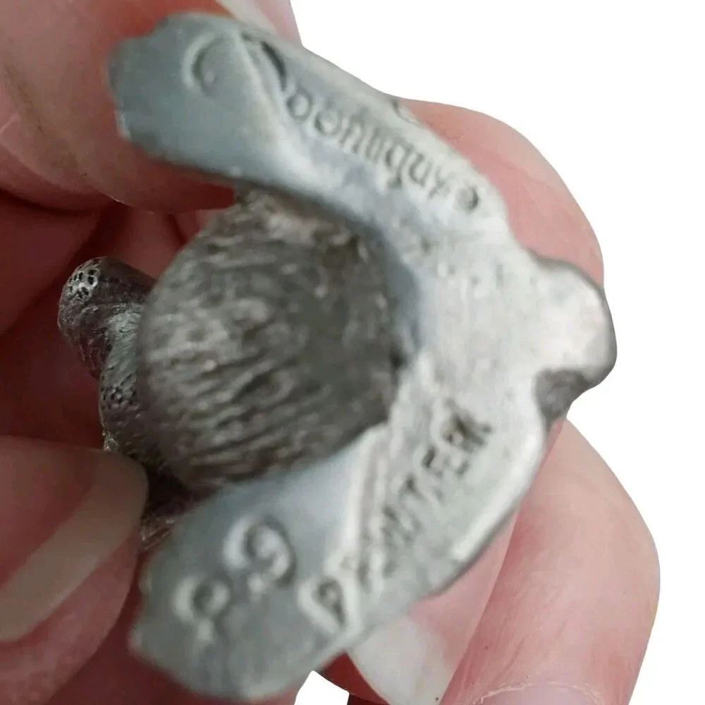 Pewter Figurine 1980's Rabbit Miniature Animal Sculpture Signed Easter 1.75